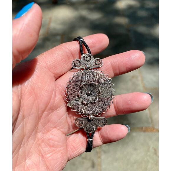 Vintage Sterling Silver Mexican Pendant, Vintage Style Watchband BRACELET - Picture 6 of 6